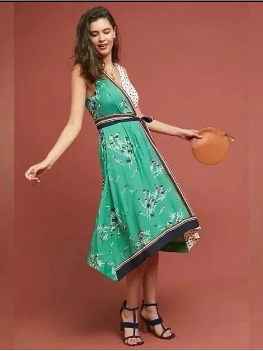 Maeve Green Floral Midi Dress